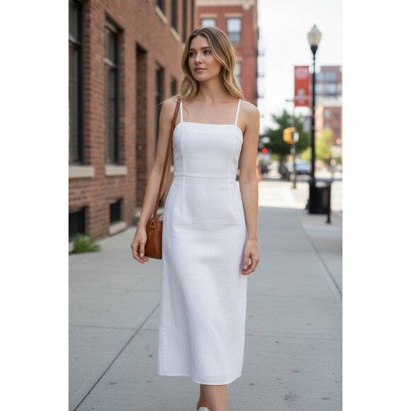 wild fable Dresses & Skirts - Wild Fable Junior Teens White Sleeveless Square Neckline Midi Dress Size 4